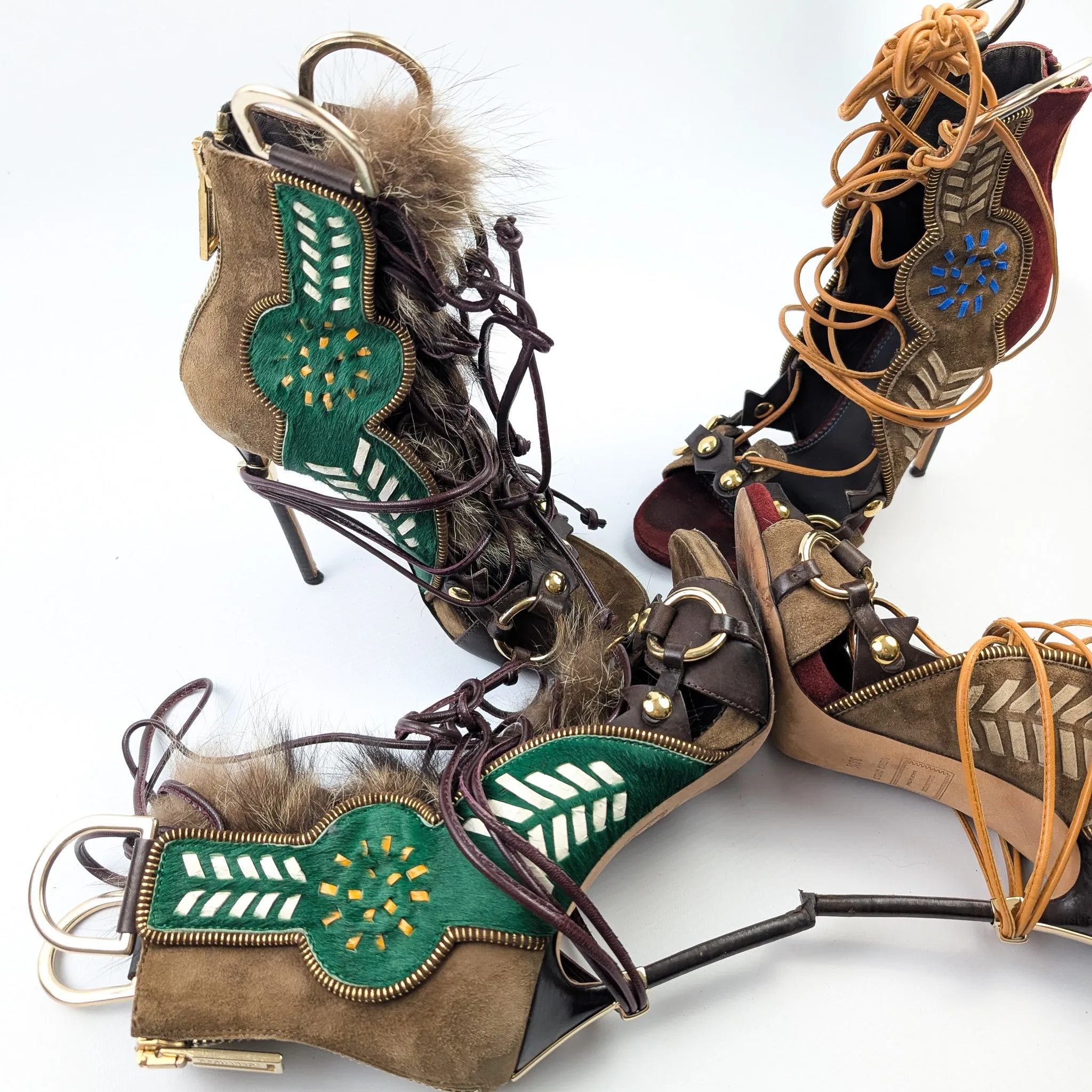 Dsquared2 fur gladiator sandals - EU39|6UK|8US