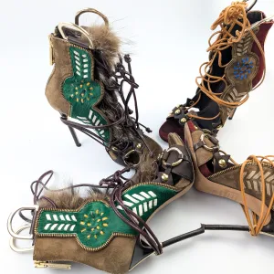 Dsquared2 fur gladiator sandals - EU39|6UK|8US