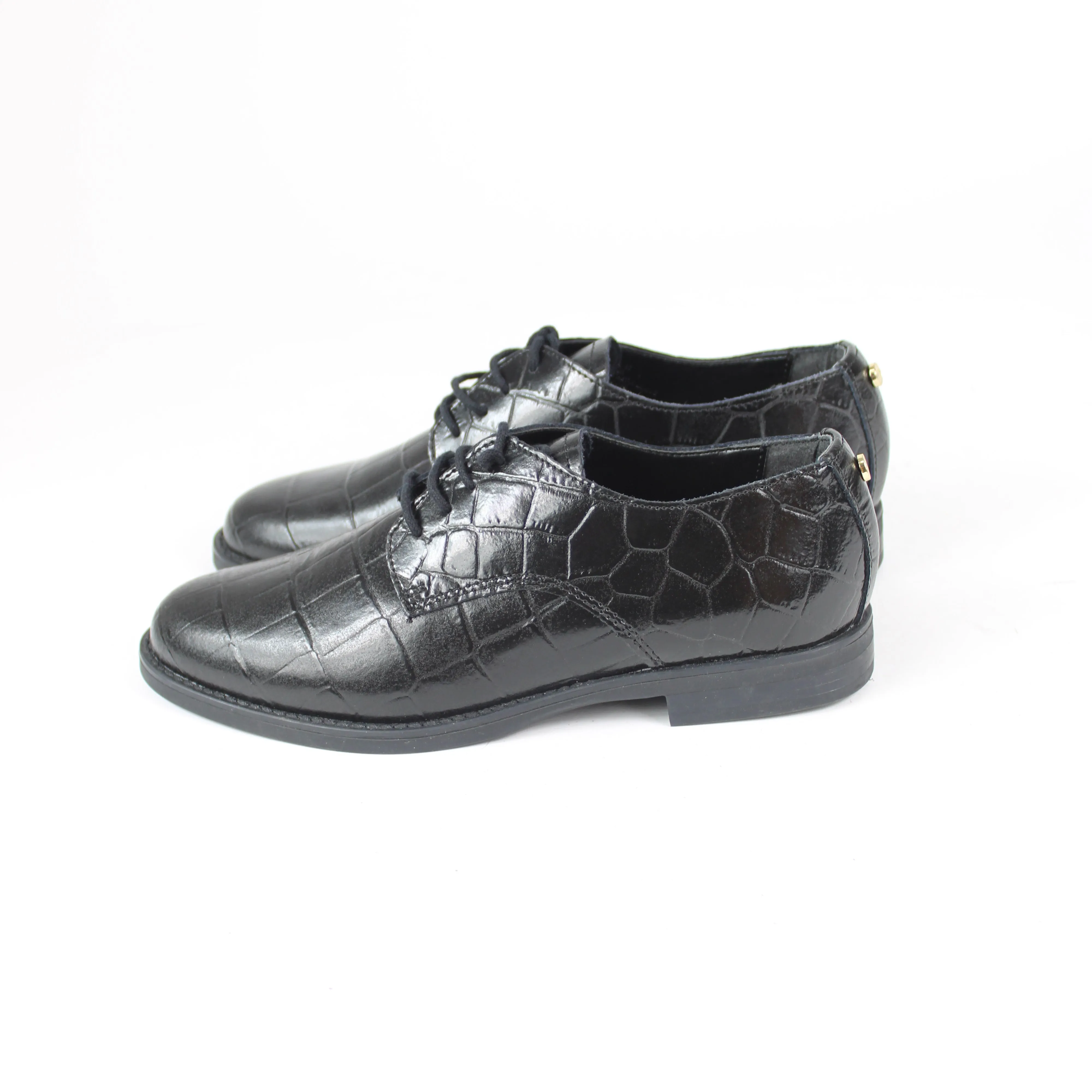 Dune London Black Leather Derby Shoes
