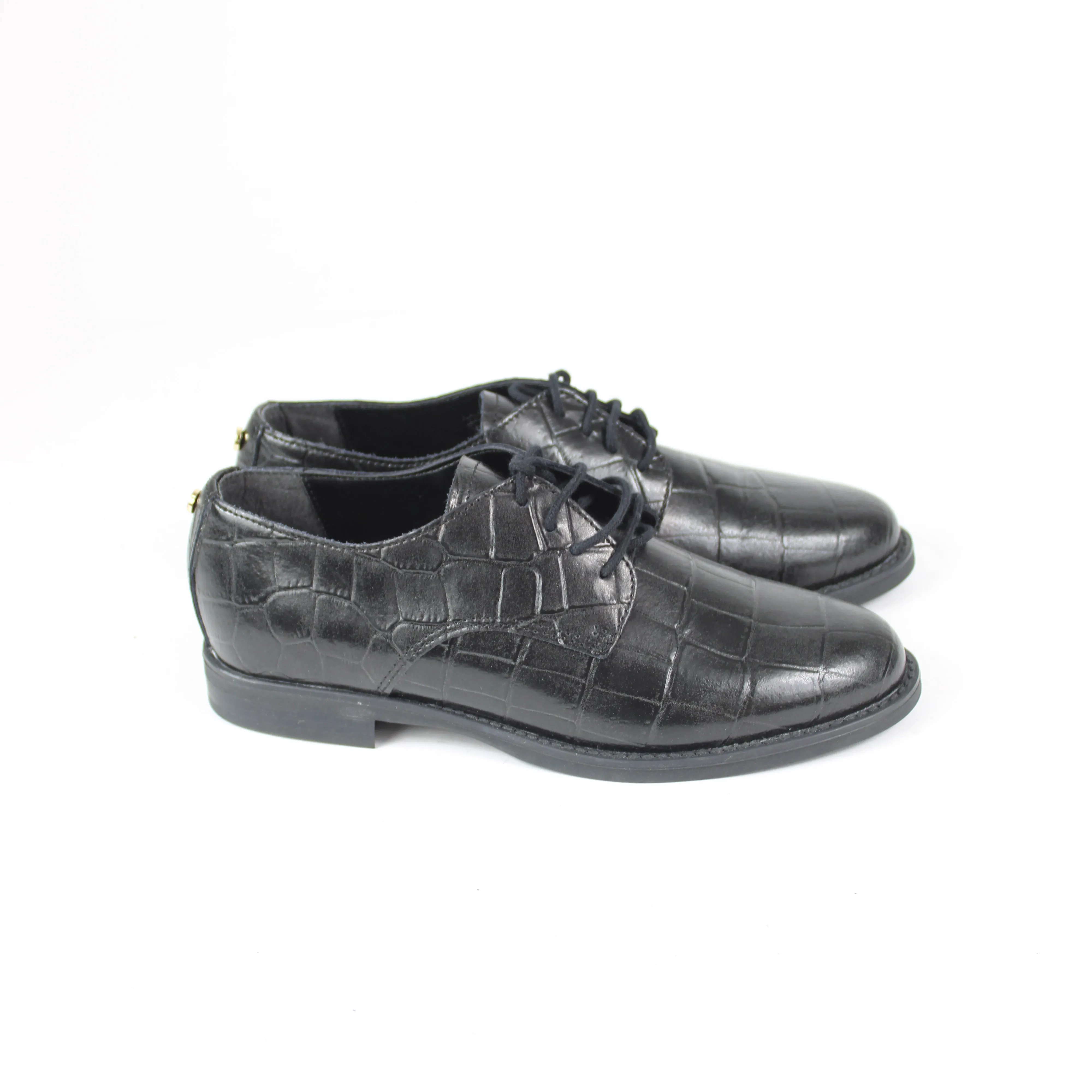 Dune London Black Leather Derby Shoes