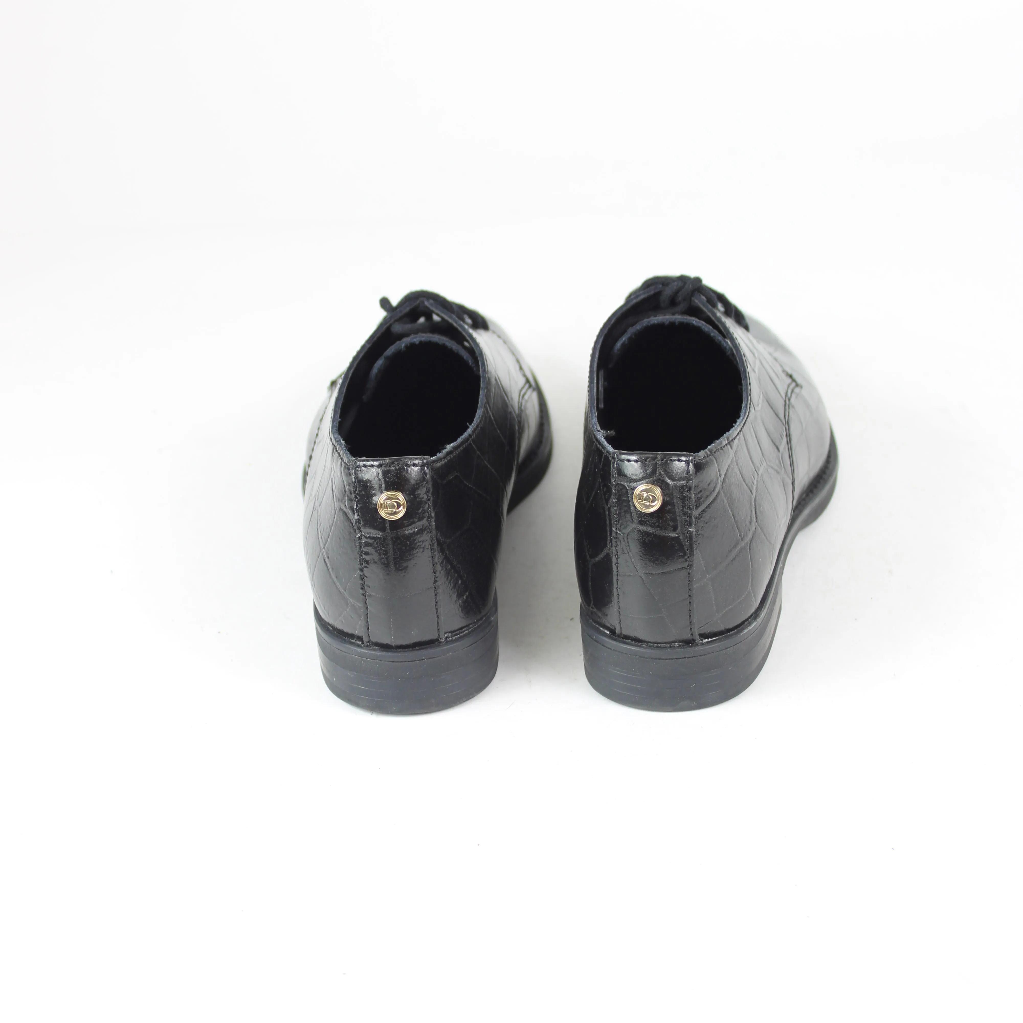Dune London Black Leather Derby Shoes