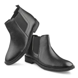Dusk N Dazzling Black Chelsea Boots  For Men