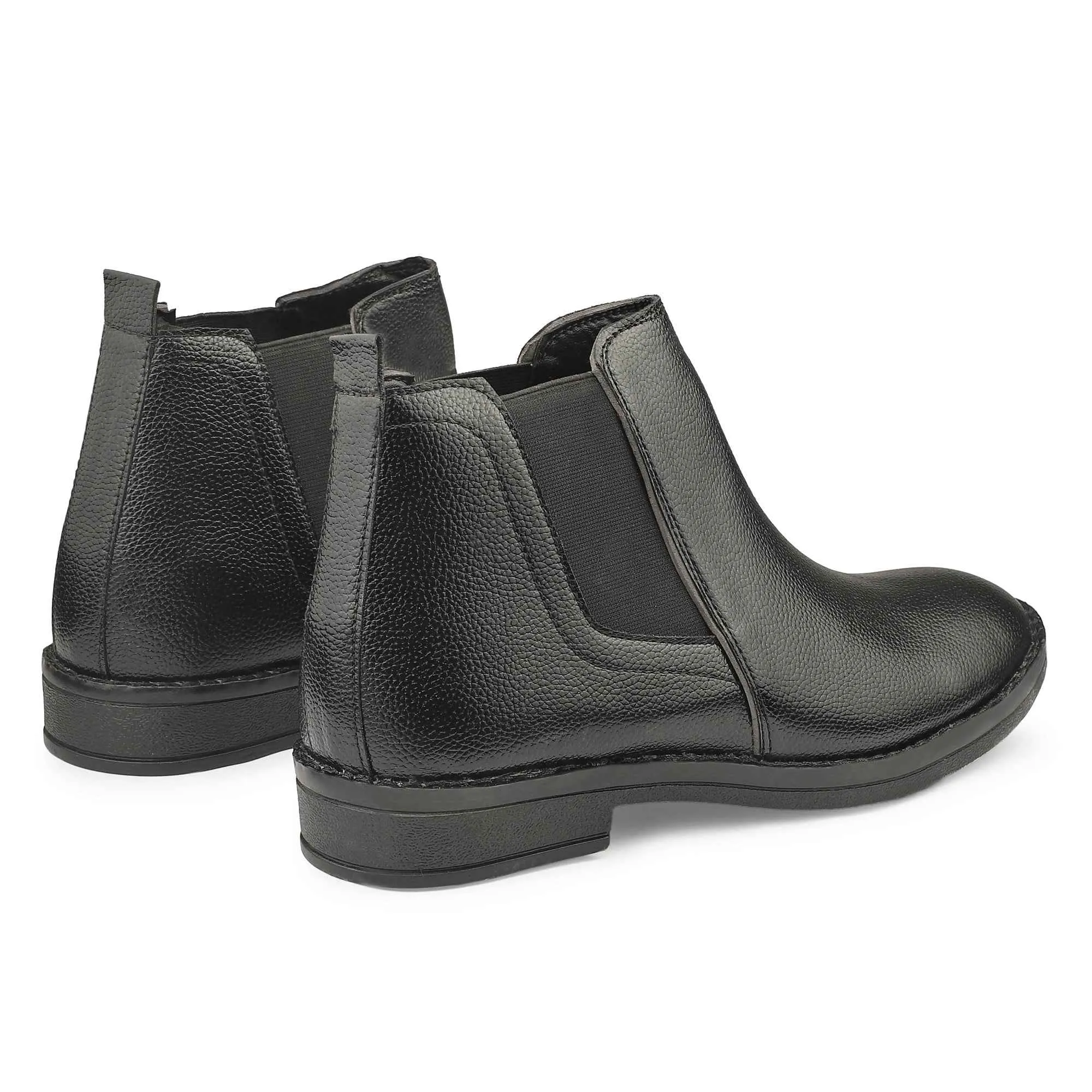 Dusk N Dazzling Black Chelsea Boots  For Men