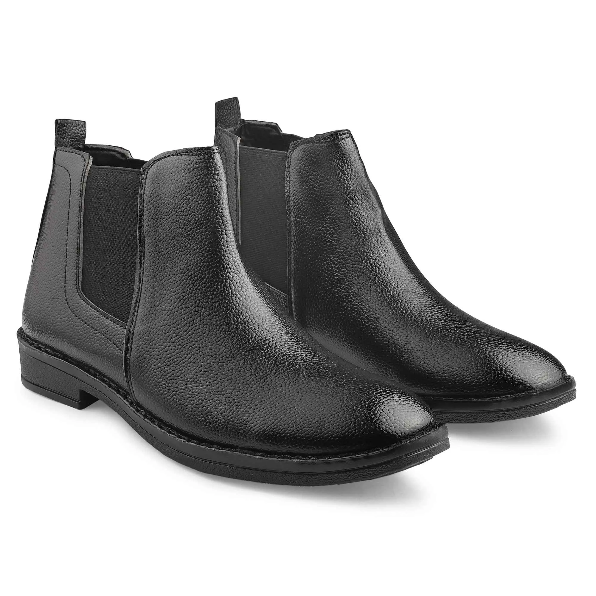 Dusk N Dazzling Black Chelsea Boots  For Men