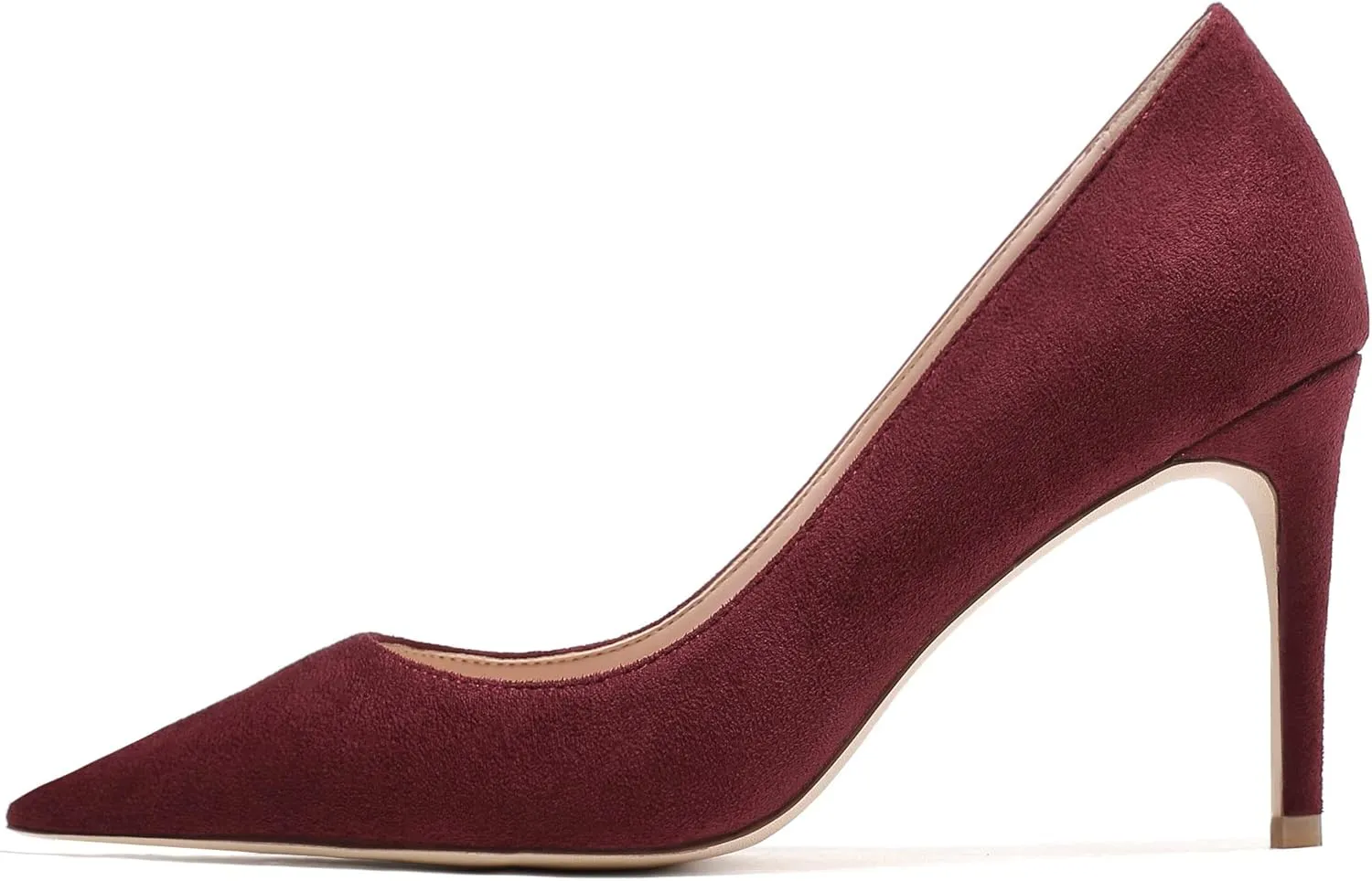 Eldof Women's High Heel Pumps Pointed Toe Suede Heels Slip on Comfort Pumps3.2 Inches for Dress Party Office