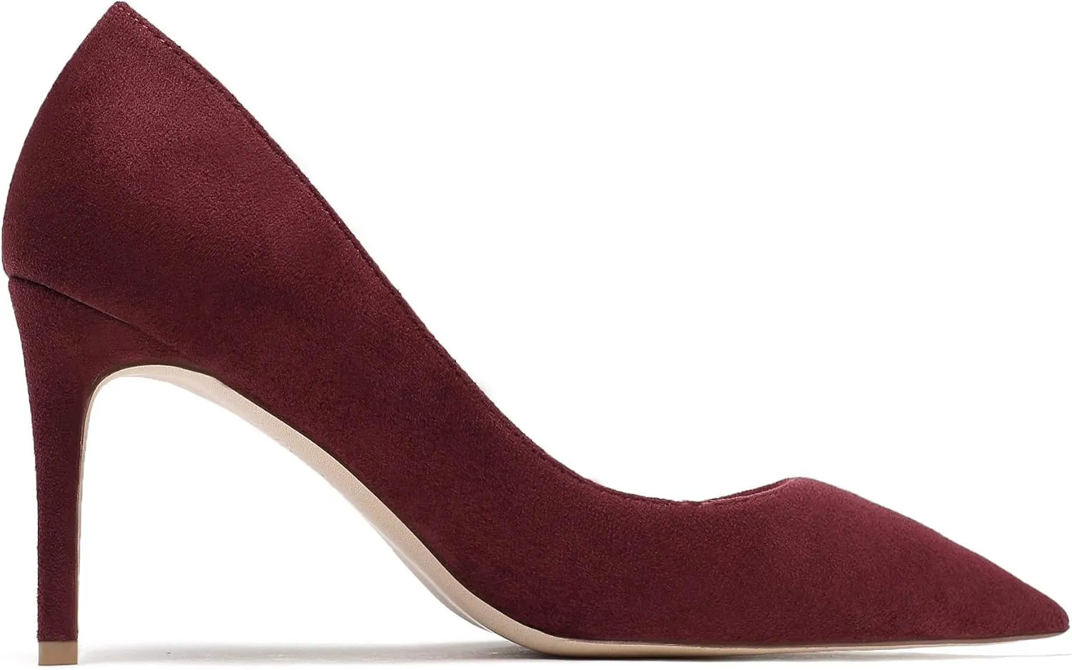 Eldof Women's High Heel Pumps Pointed Toe Suede Heels Slip on Comfort Pumps3.2 Inches for Dress Party Office