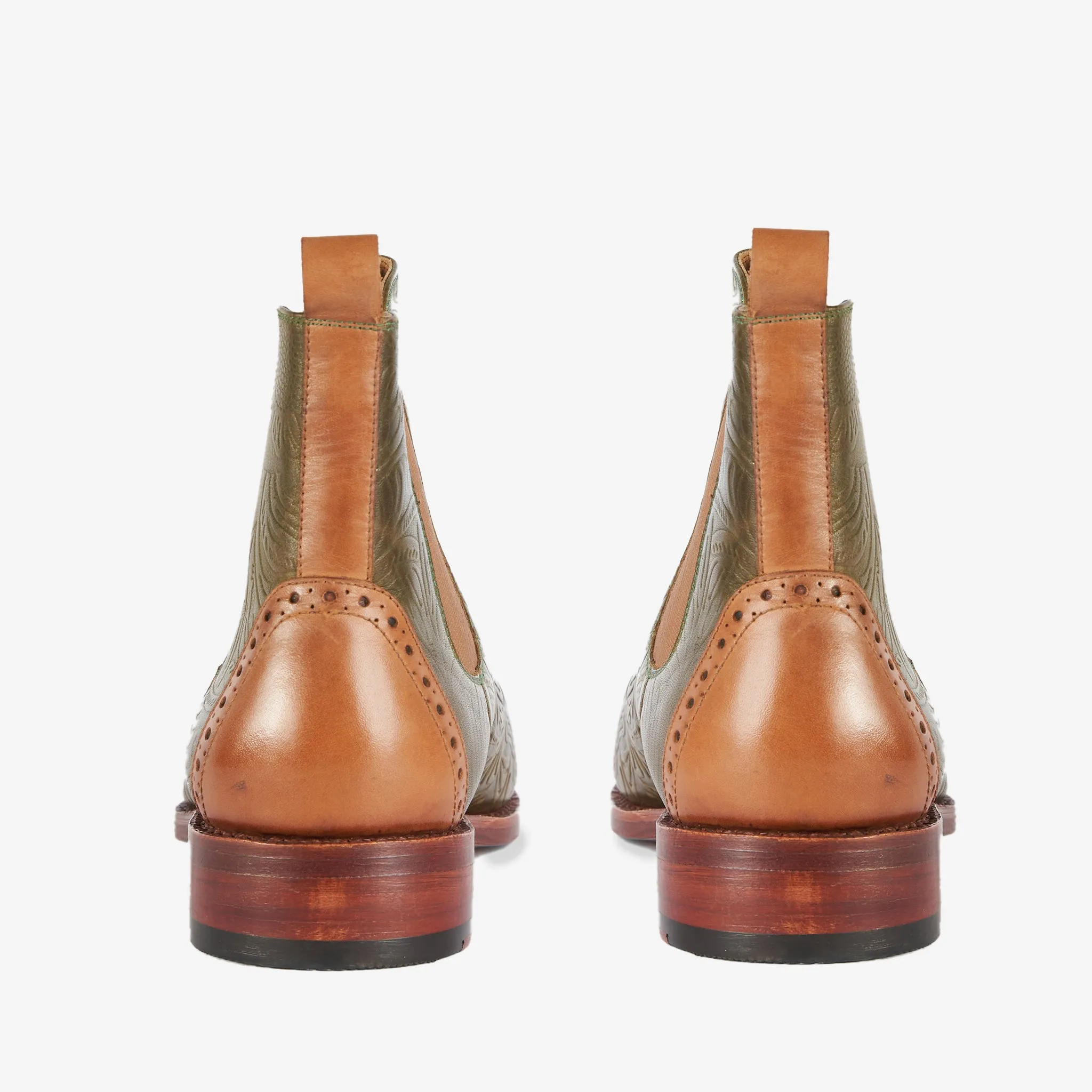 Engraved Textured Chelsea Olive Tan - Made to Order