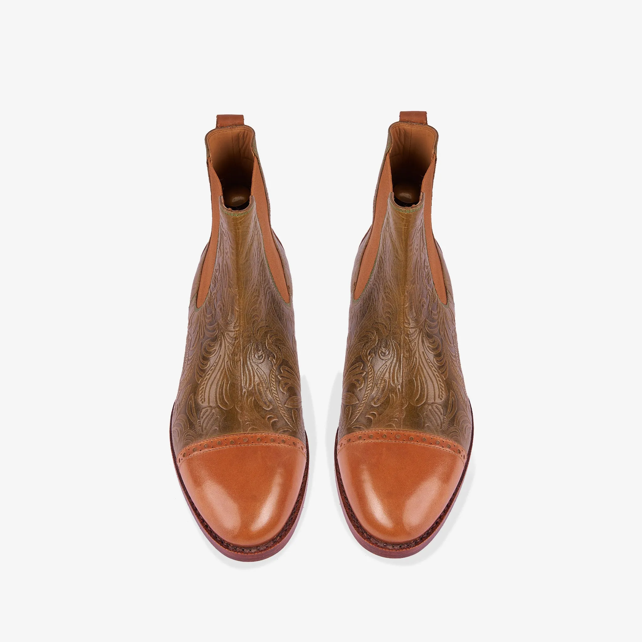 Engraved Textured Chelsea Olive Tan - Made to Order