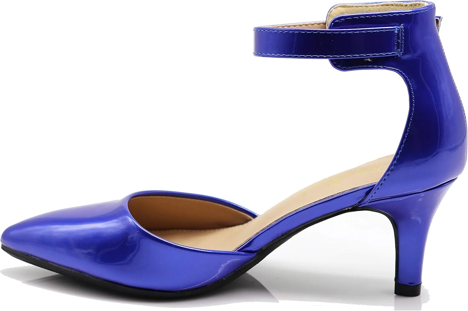 Enzo Romeo Jputa Women's Pointy Toe High Mid Heel Sexy Ankle Strap Sandals Ballerina Dress Pump Ballet Wedding Patent Harlow Pump Shoes