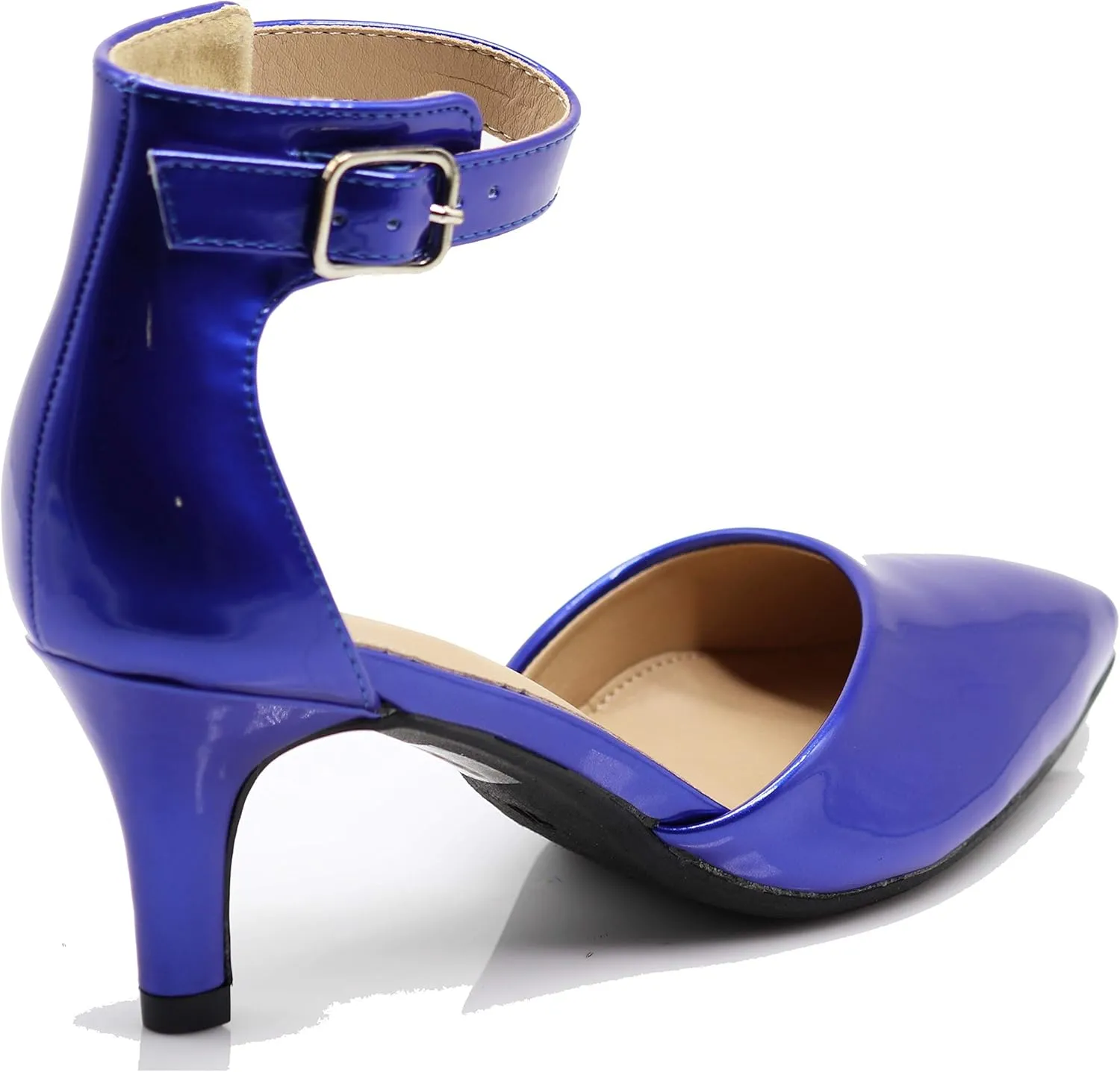 Enzo Romeo Jputa Women's Pointy Toe High Mid Heel Sexy Ankle Strap Sandals Ballerina Dress Pump Ballet Wedding Patent Harlow Pump Shoes