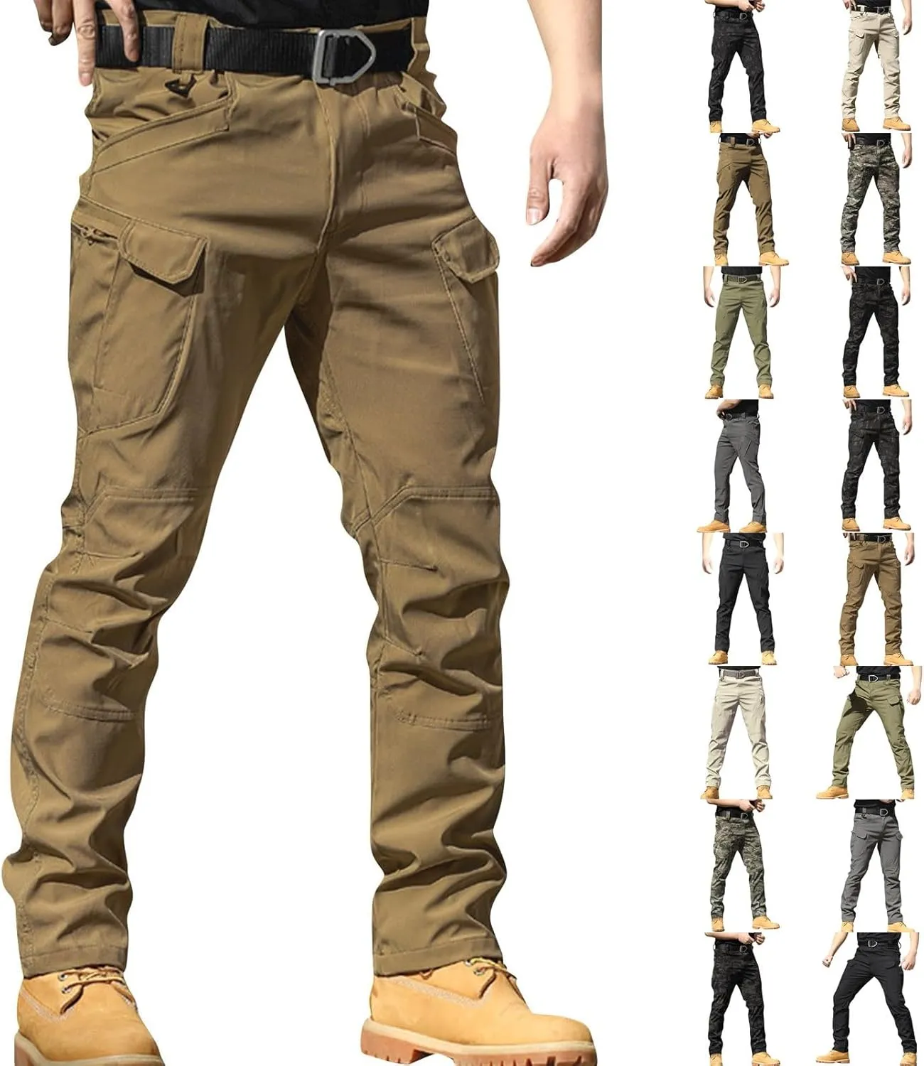 eoeioa Mens Cargo Pants Relaxed Fit Work Hiking Pants Stretch Tactical Pants Lightweight Outdoor Travel Pants w/Multi Pockets