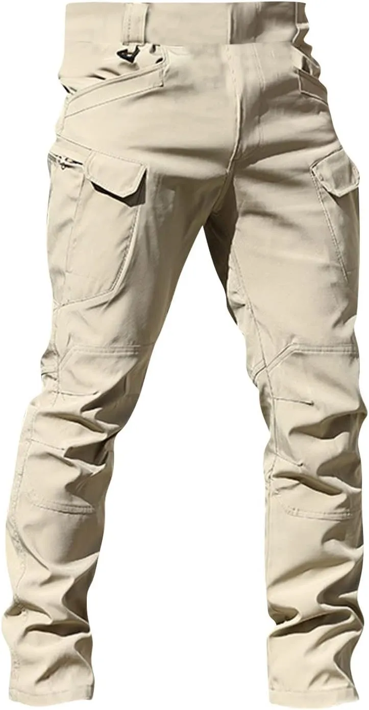 eoeioa Mens Cargo Pants Relaxed Fit Work Hiking Pants Stretch Tactical Pants Lightweight Outdoor Travel Pants w/Multi Pockets