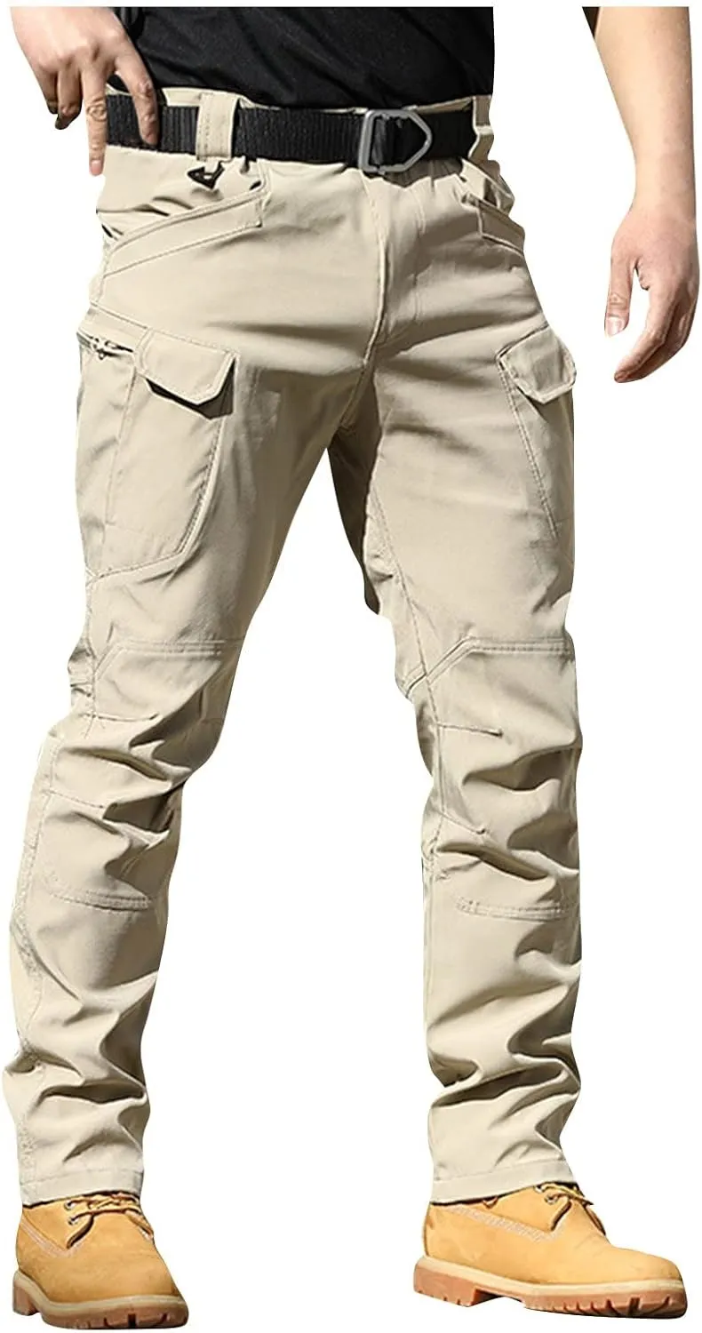 eoeioa Mens Cargo Pants Relaxed Fit Work Hiking Pants Stretch Tactical Pants Lightweight Outdoor Travel Pants w/Multi Pockets
