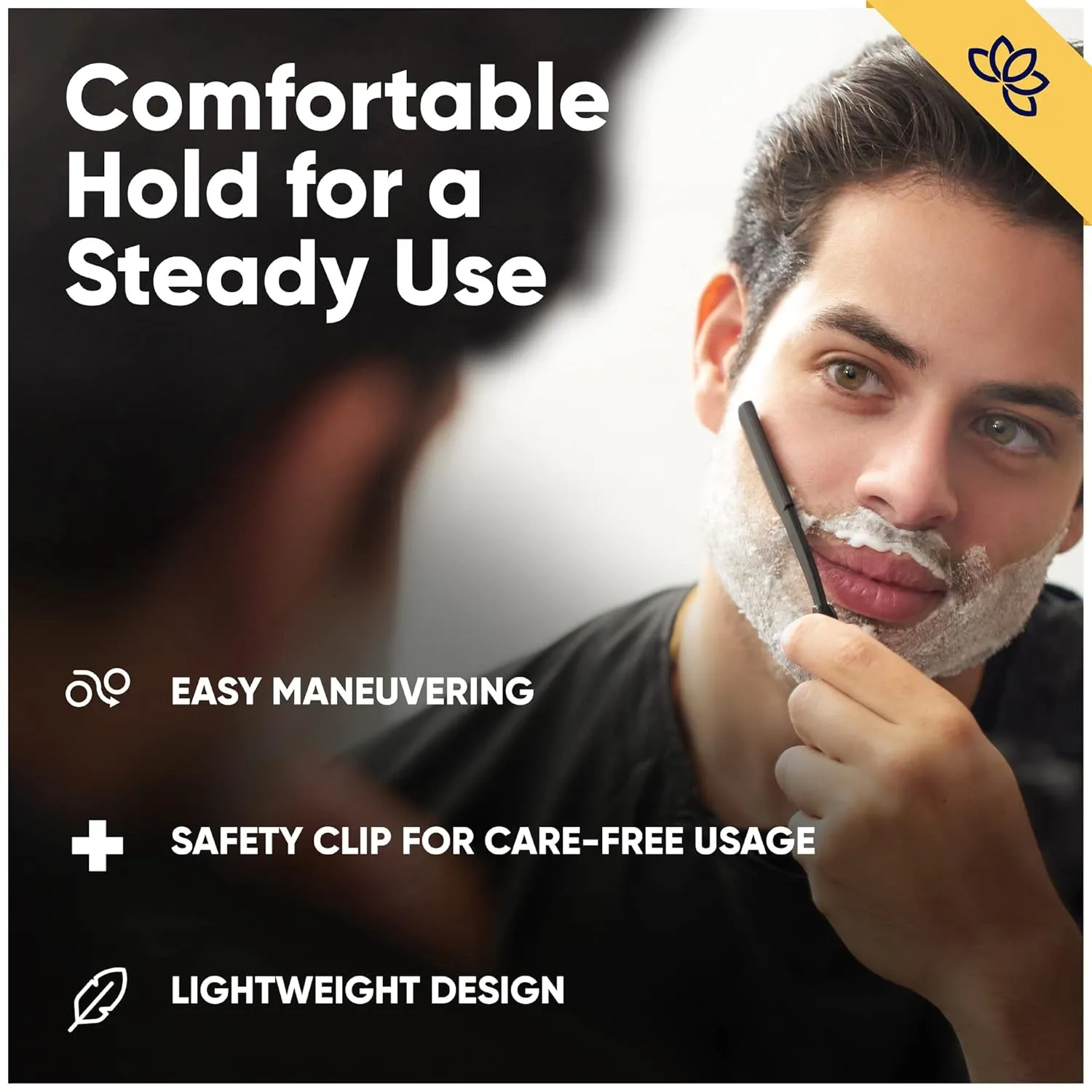 Equinox Professional Straight Edge Razor with 100 Single Derby Blades 100% Stainless Steel Razor and Blades - Close Shaving Men's Manual Shaver - Disposable Blades -Barber Straight Razor Kit - Black