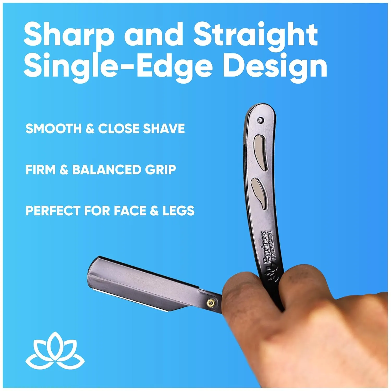 Equinox Professional Straight Edge Razor with 100 Single Derby Blades 100% Stainless Steel Razor and Blades - Close Shaving Men's Manual Shaver - Disposable Blades -Barber Straight Razor Kit - Black