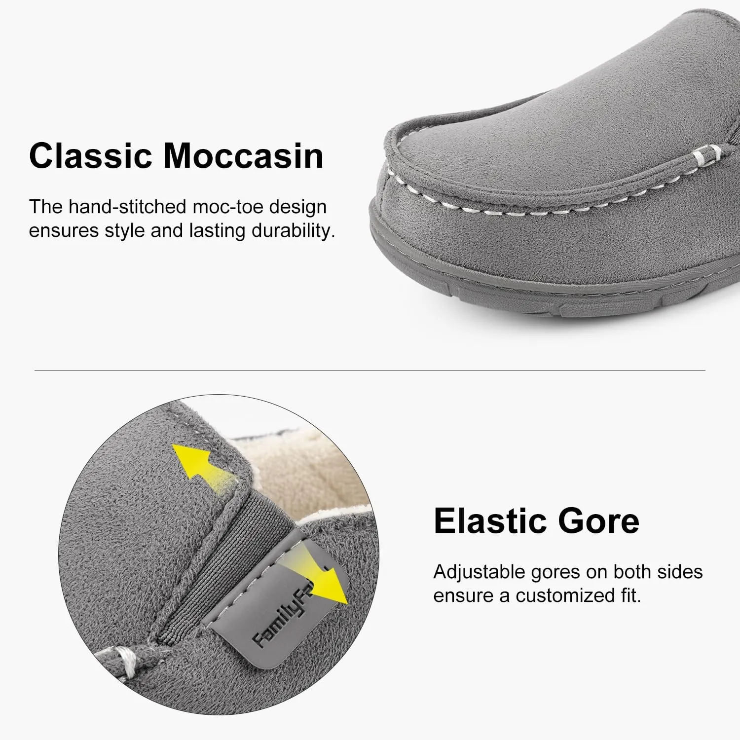 FamilyFairy Women's Microsuede Moccasin Slippers Cozy Memory Foam House Shoes for Indoor Outdoor