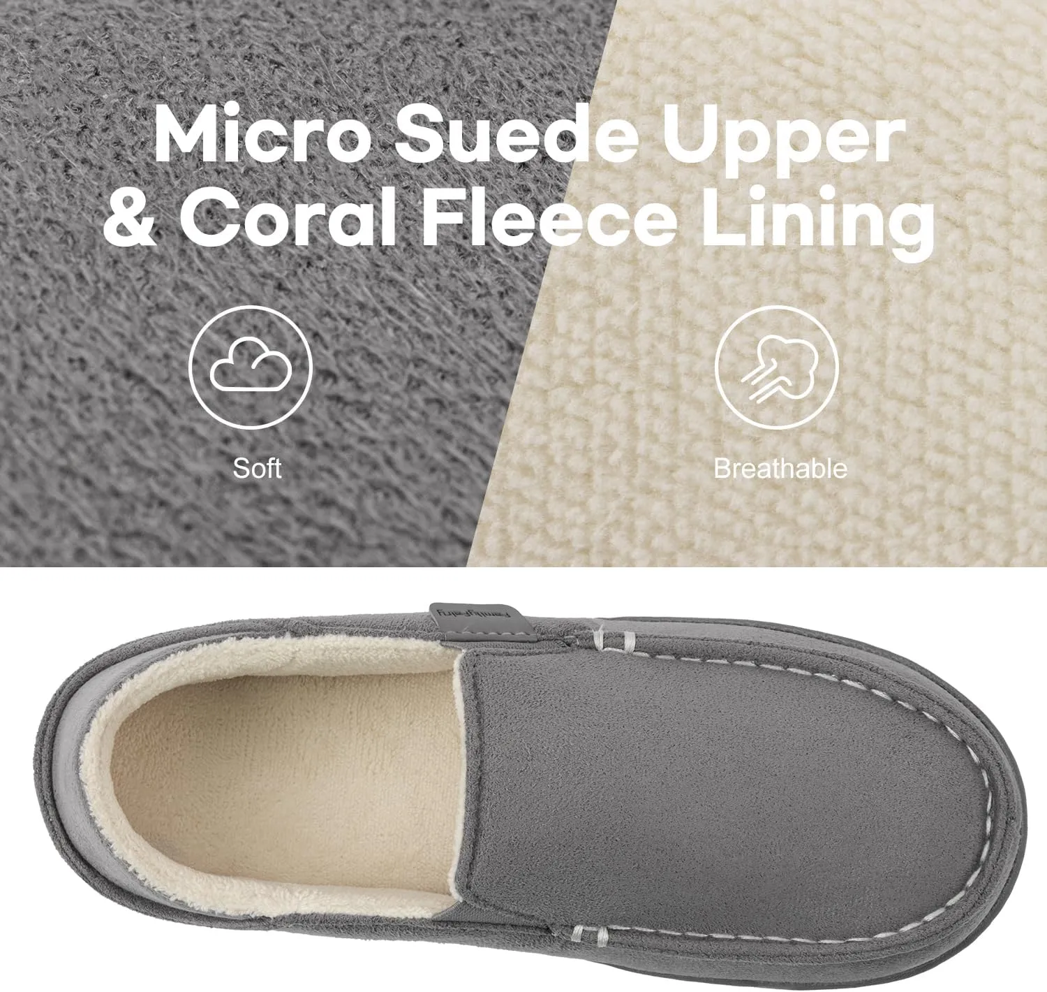 FamilyFairy Women's Microsuede Moccasin Slippers Cozy Memory Foam House Shoes for Indoor Outdoor