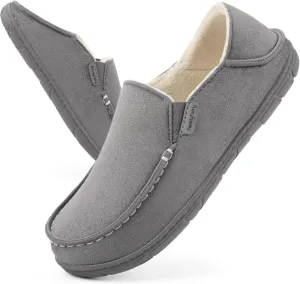FamilyFairy Women's Microsuede Moccasin Slippers Cozy Memory Foam House Shoes for Indoor Outdoor