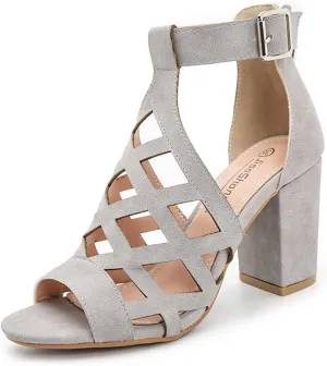 Fashion Peep Toe Booties for Women Cutout Block Heels Sandals Gladiator Summer Mesh Booties