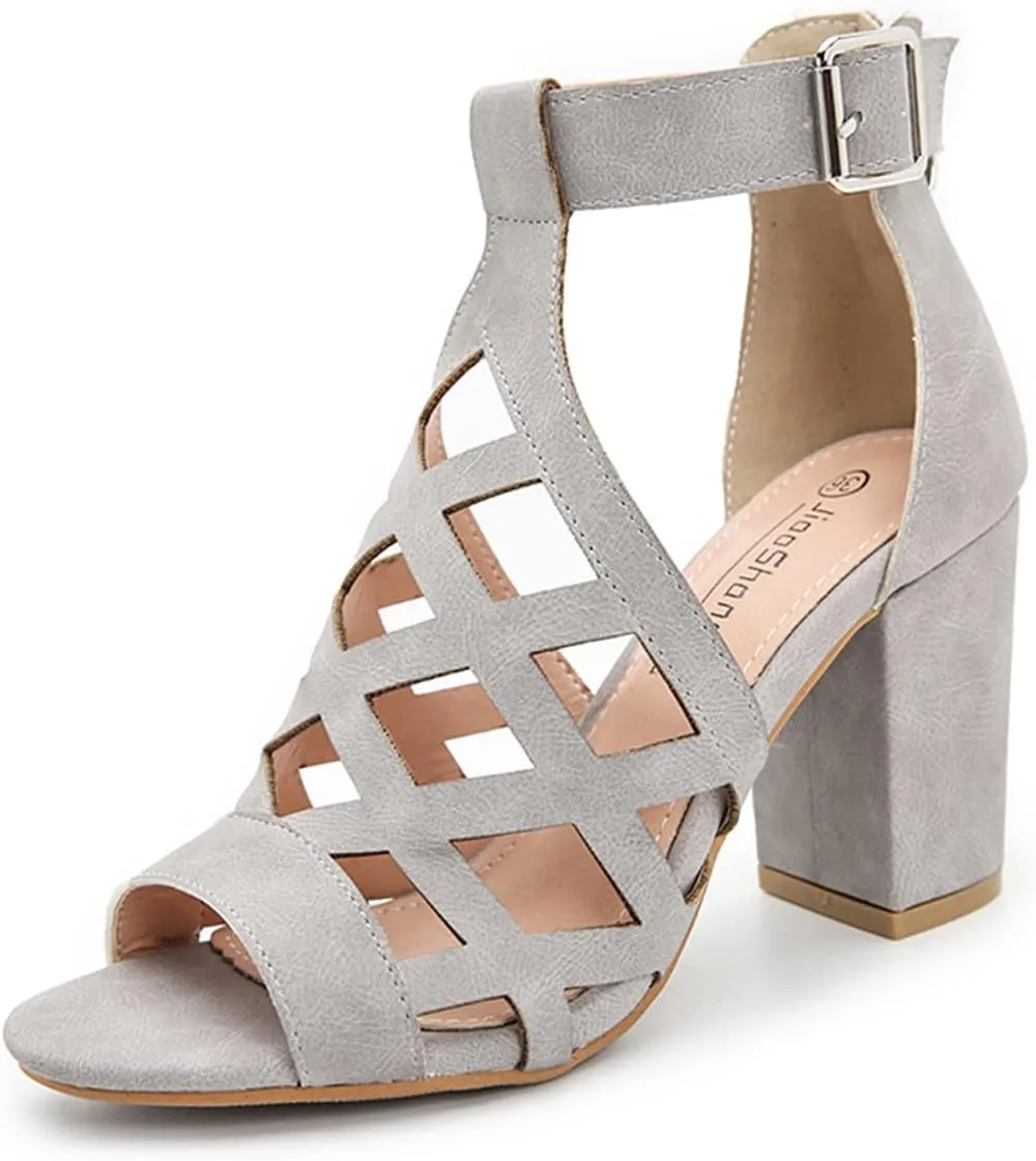 Fashion Peep Toe Booties for Women Cutout Block Heels Sandals Gladiator Summer Mesh Booties