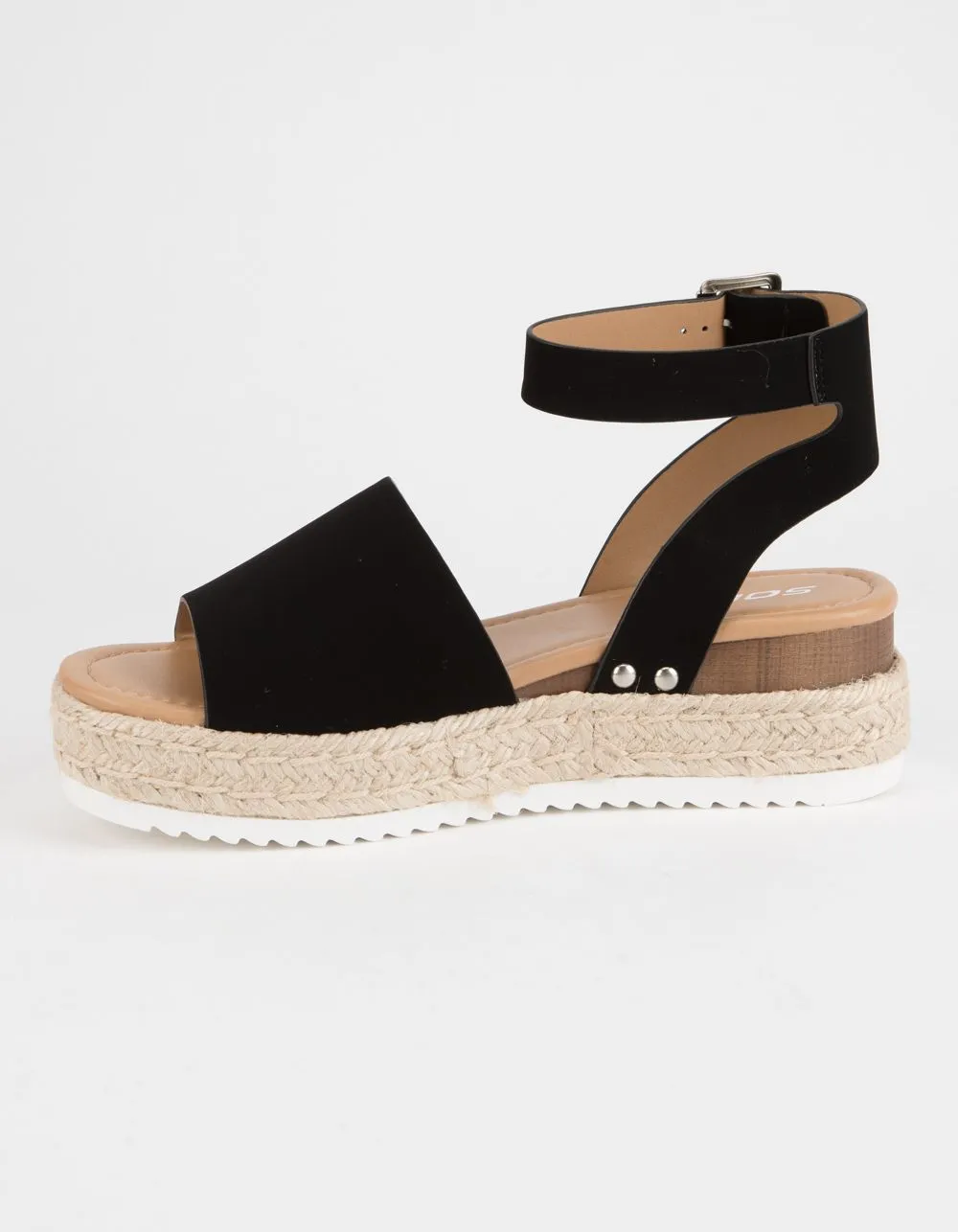 Flatform Black) Sandal Ankle Toe Well-tested Espadrilles Casual Buckle Topic Strap Open Wedge (10, Top-choice Soda