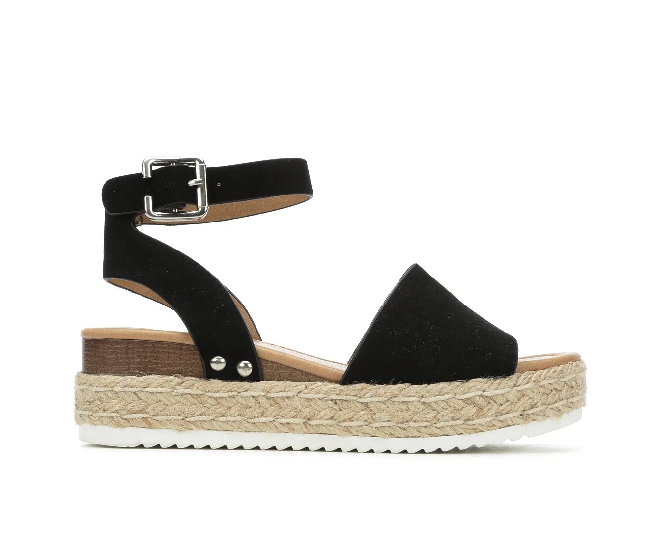 Flatform Black) Sandal Ankle Toe Well-tested Espadrilles Casual Buckle Topic Strap Open Wedge (10, Top-choice Soda