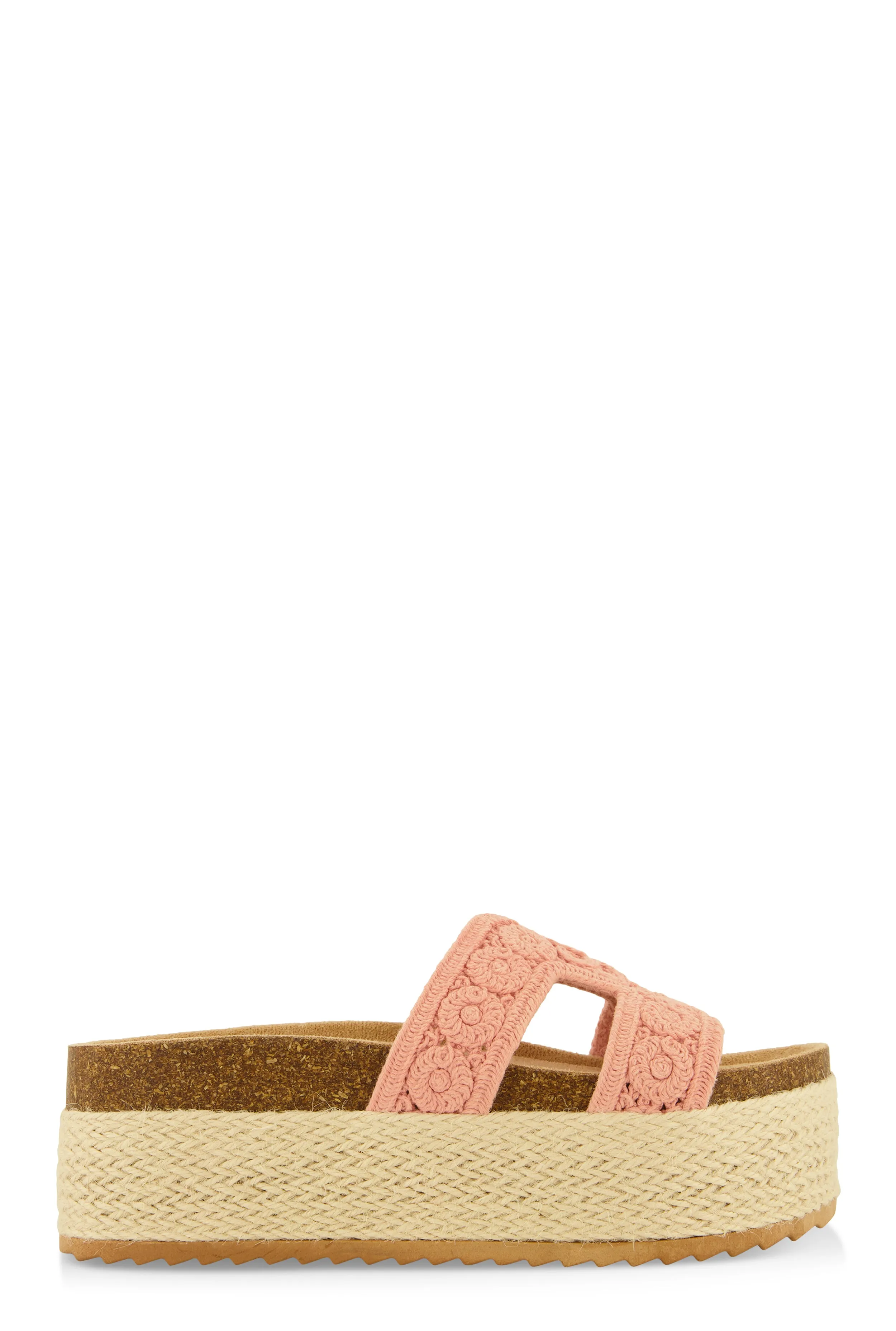 Floral Crochet H Band Platform Footbed Sandals