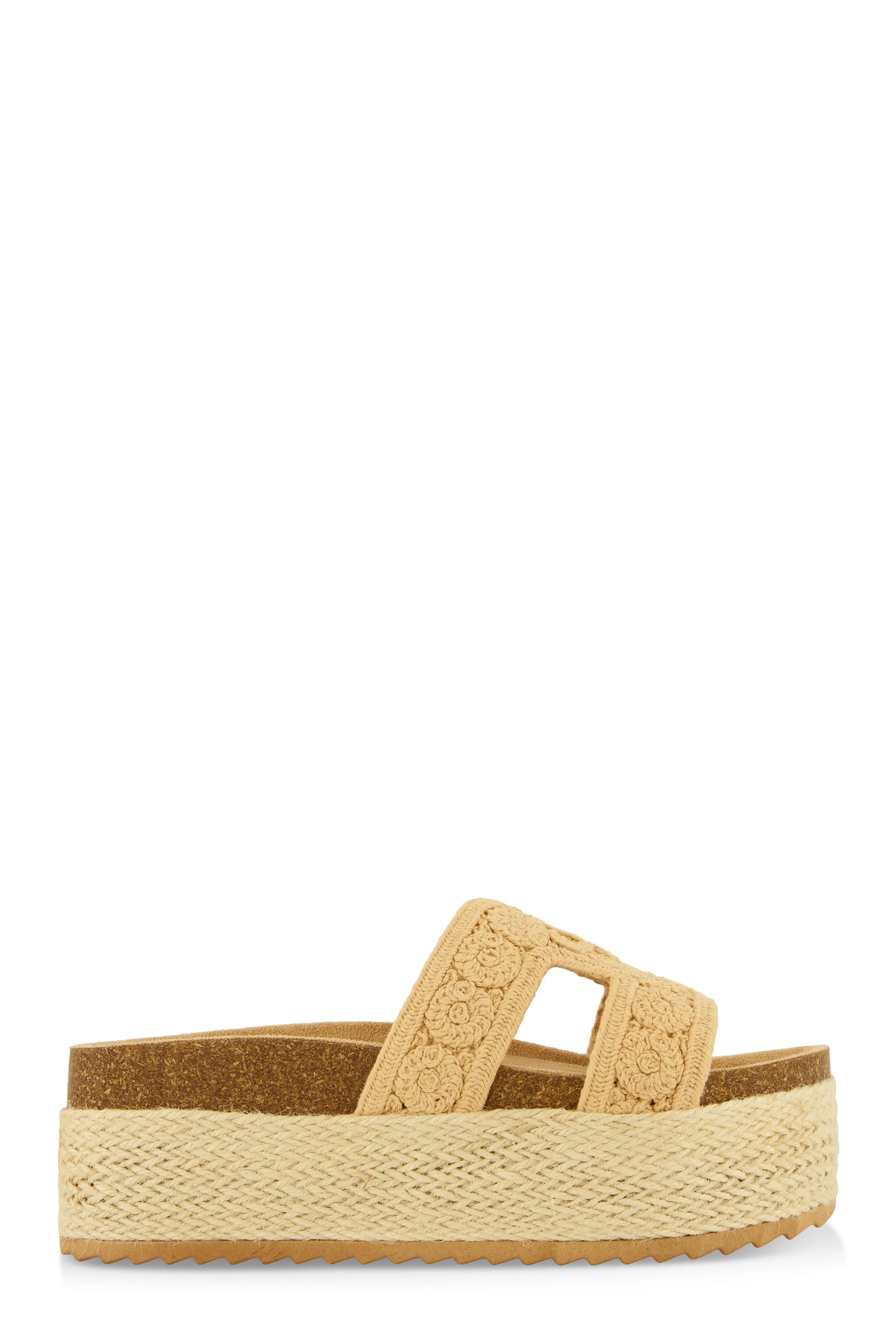 Floral Crochet H Band Platform Footbed Sandals