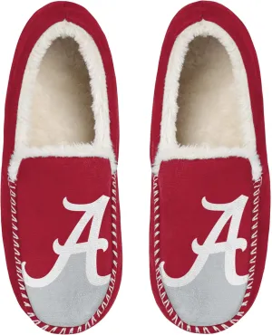 FOCO NCAA Men’s Big Logo Colorblock Moccasin Slippers – Officially Licensed, Comfortable Shoes with Team Colors and Logo