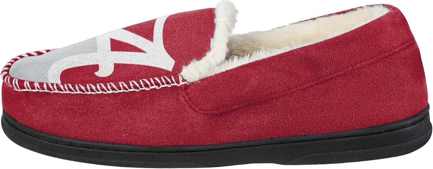 FOCO NCAA Men’s Big Logo Colorblock Moccasin Slippers – Officially Licensed, Comfortable Shoes with Team Colors and Logo
