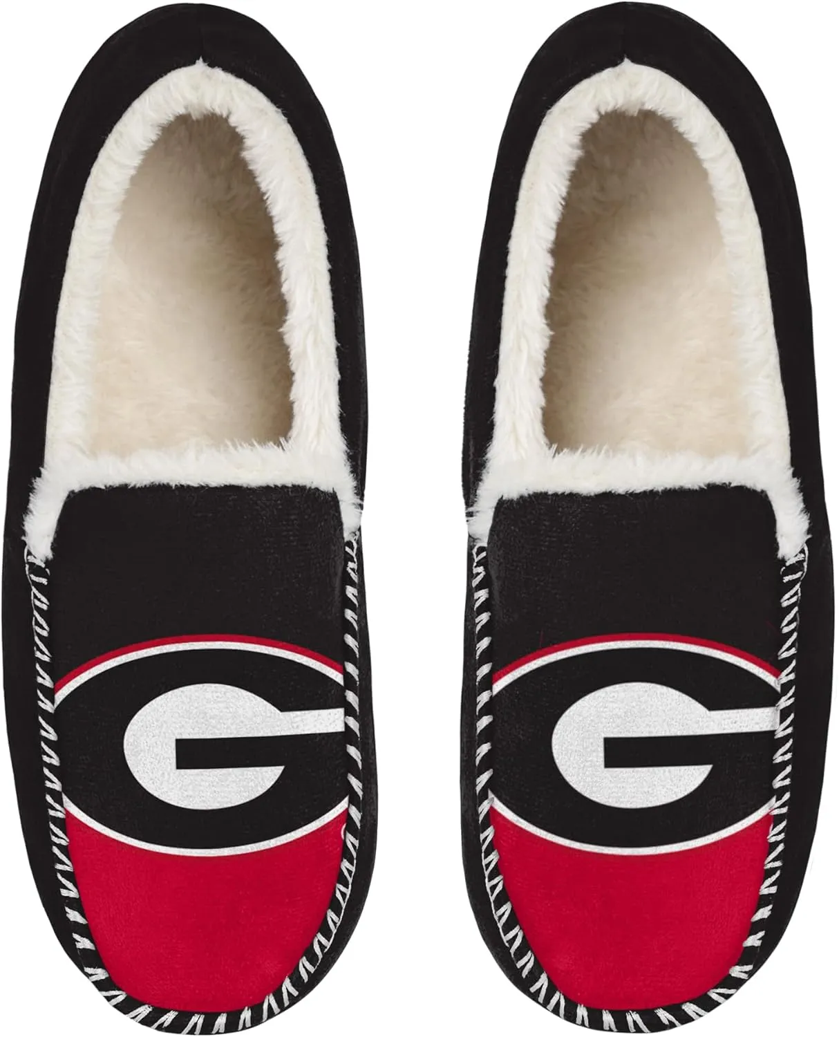 FOCO NCAA Men’s Big Logo Colorblock Moccasin Slippers – Officially Licensed, Comfortable Shoes with Team Colors and Logo