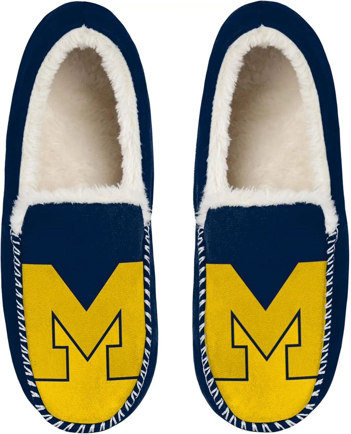 FOCO NCAA Men’s Big Logo Colorblock Moccasin Slippers – Officially Licensed, Comfortable Shoes with Team Colors and Logo