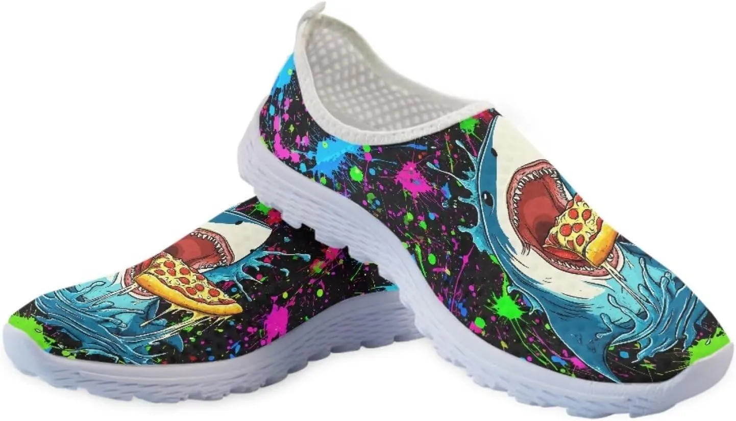 Forchrinse Colorful Dog Paw Print Women’s Causal Walking Shoes Breathable Mesh Slip on Sneakers Athletic Tennis Shoes Lightweight