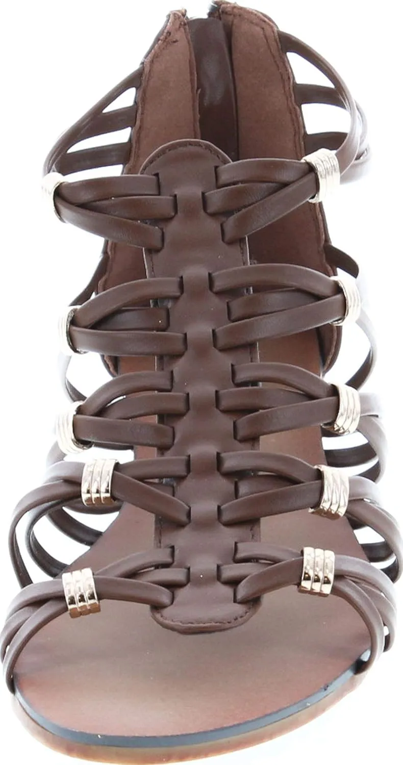 Forever Rebel-15 Womens Back Zip Strappy Gladiator Wedge Sandals