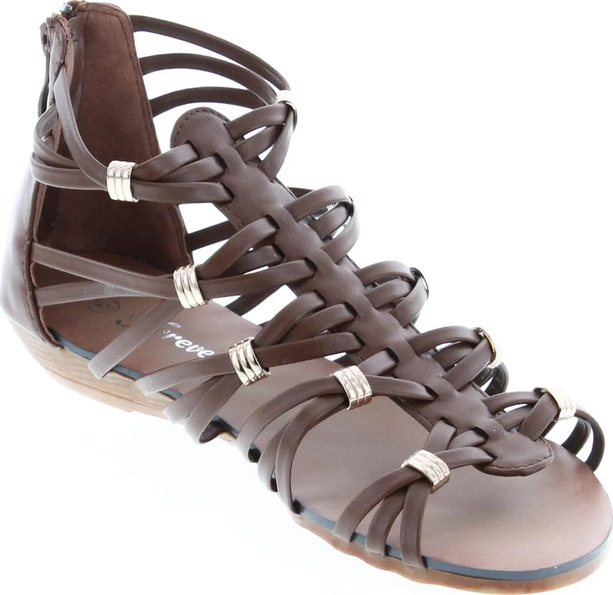 Forever Rebel-15 Womens Back Zip Strappy Gladiator Wedge Sandals