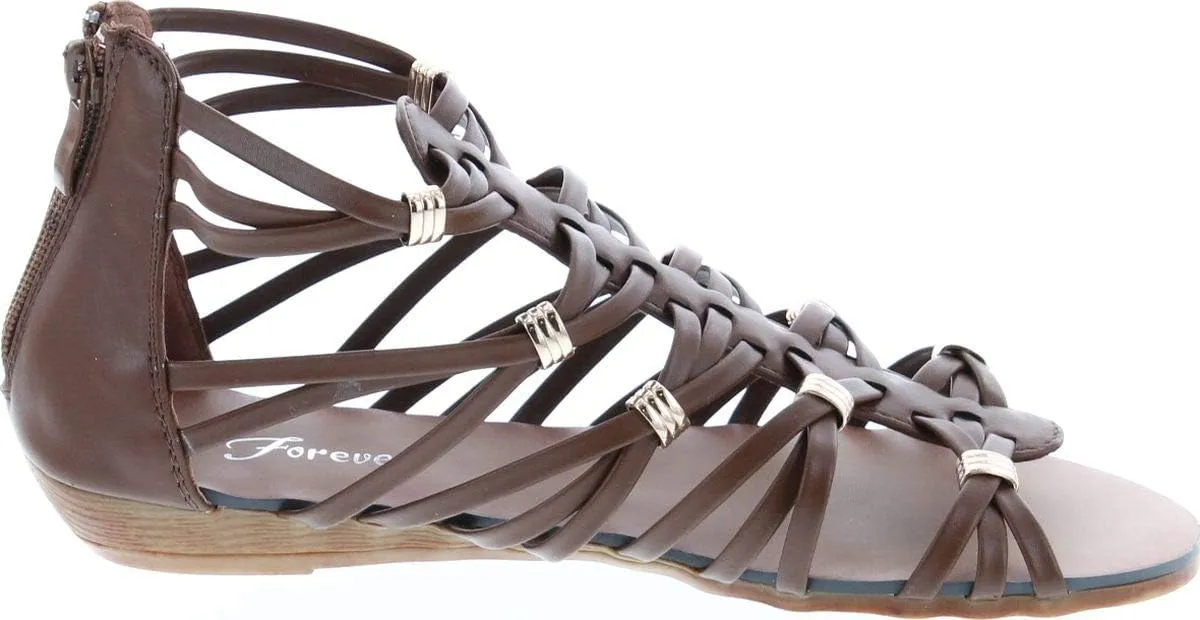 Forever Rebel-15 Womens Back Zip Strappy Gladiator Wedge Sandals