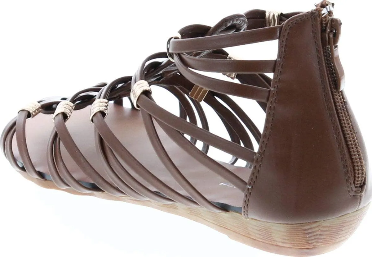 Forever Rebel-15 Womens Back Zip Strappy Gladiator Wedge Sandals