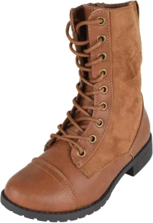 Forever Women Shoes Combat Army Style Boots Lace Up Side Zipper Booties