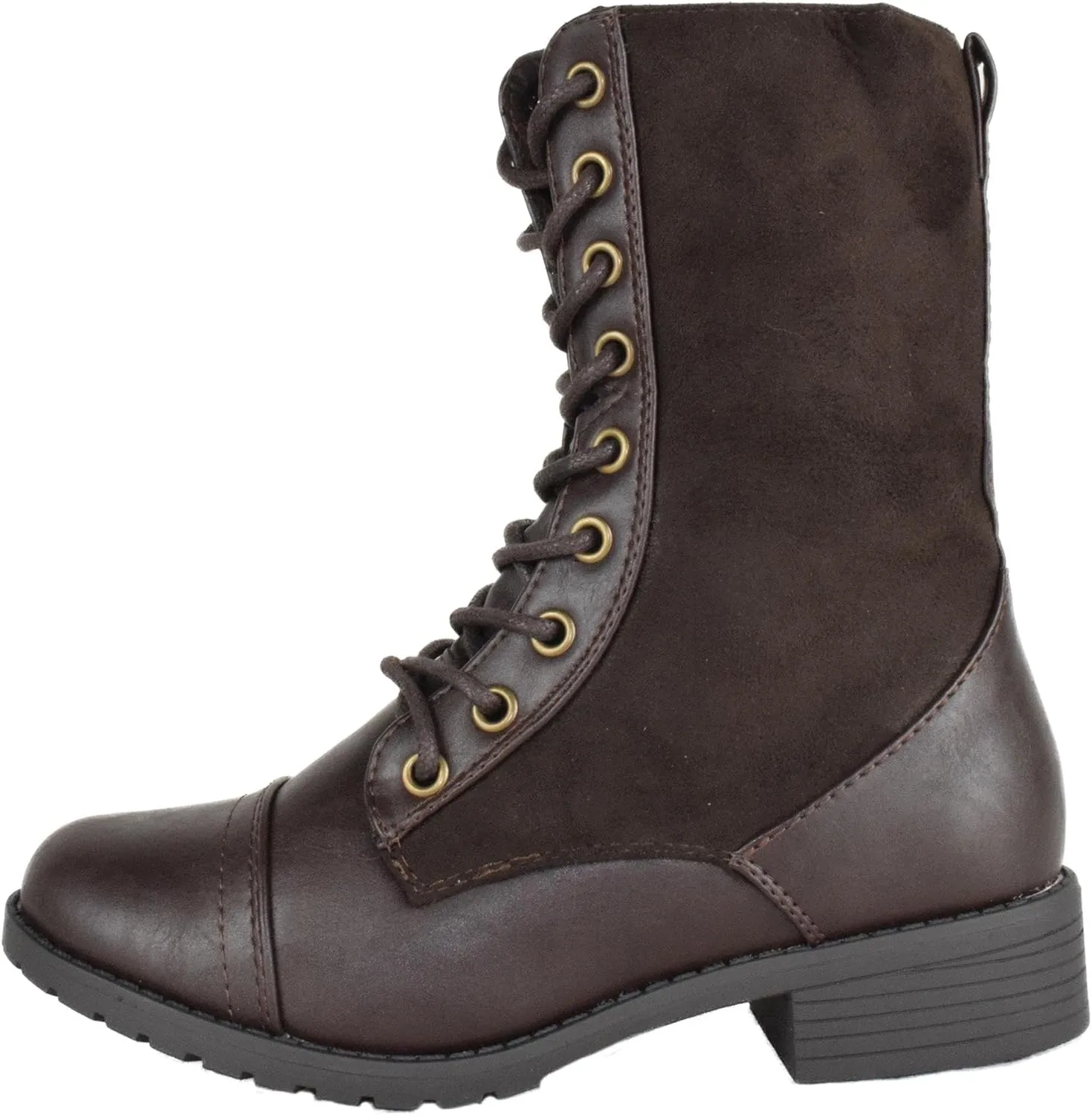 Forever Women Shoes Combat Army Style Boots Lace Up Side Zipper Booties