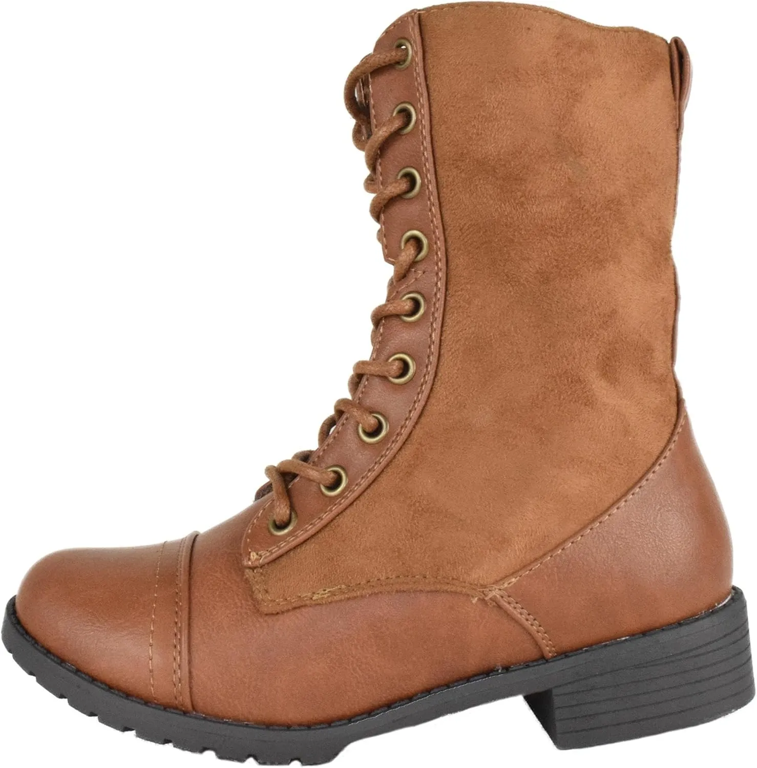 Forever Women Shoes Combat Army Style Boots Lace Up Side Zipper Booties