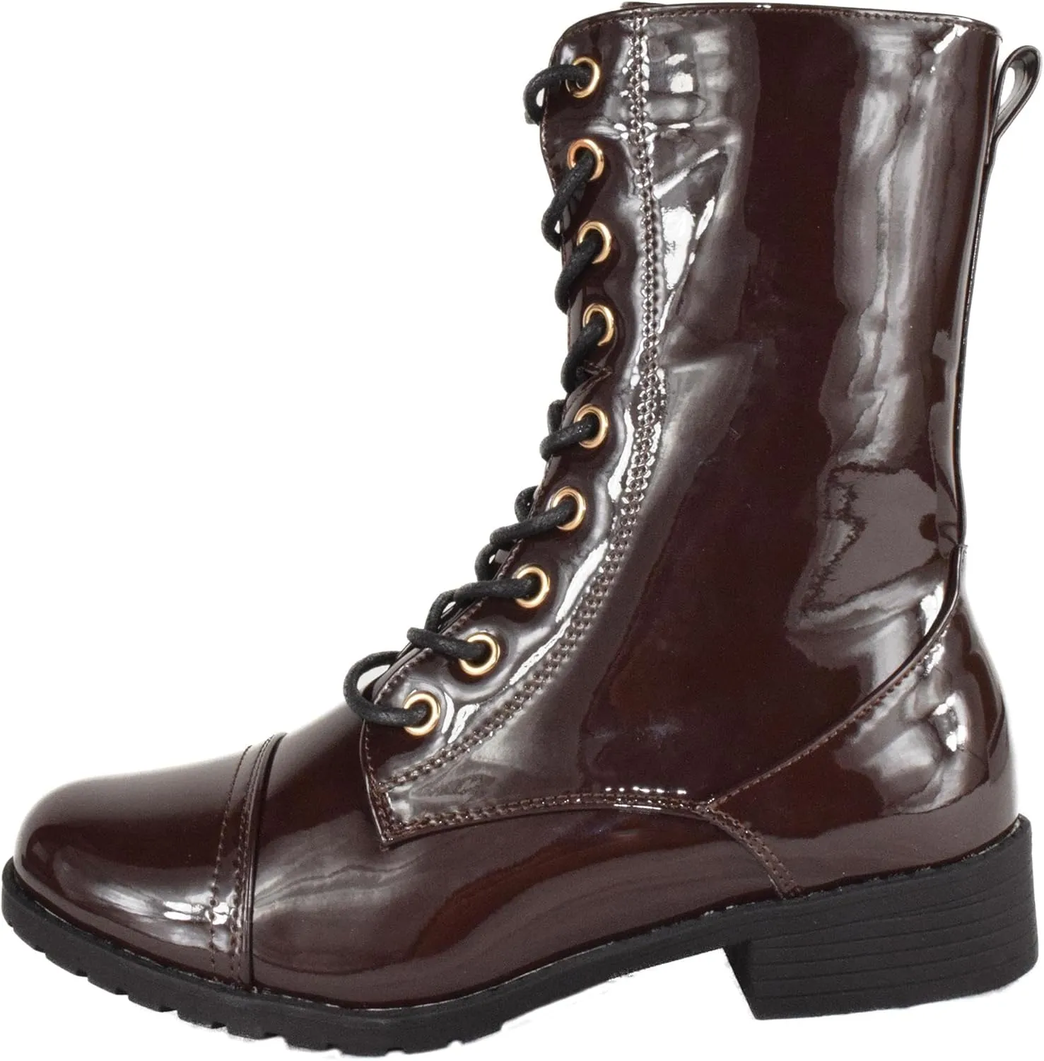 Forever Women Shoes Combat Army Style Boots Lace Up Side Zipper Booties