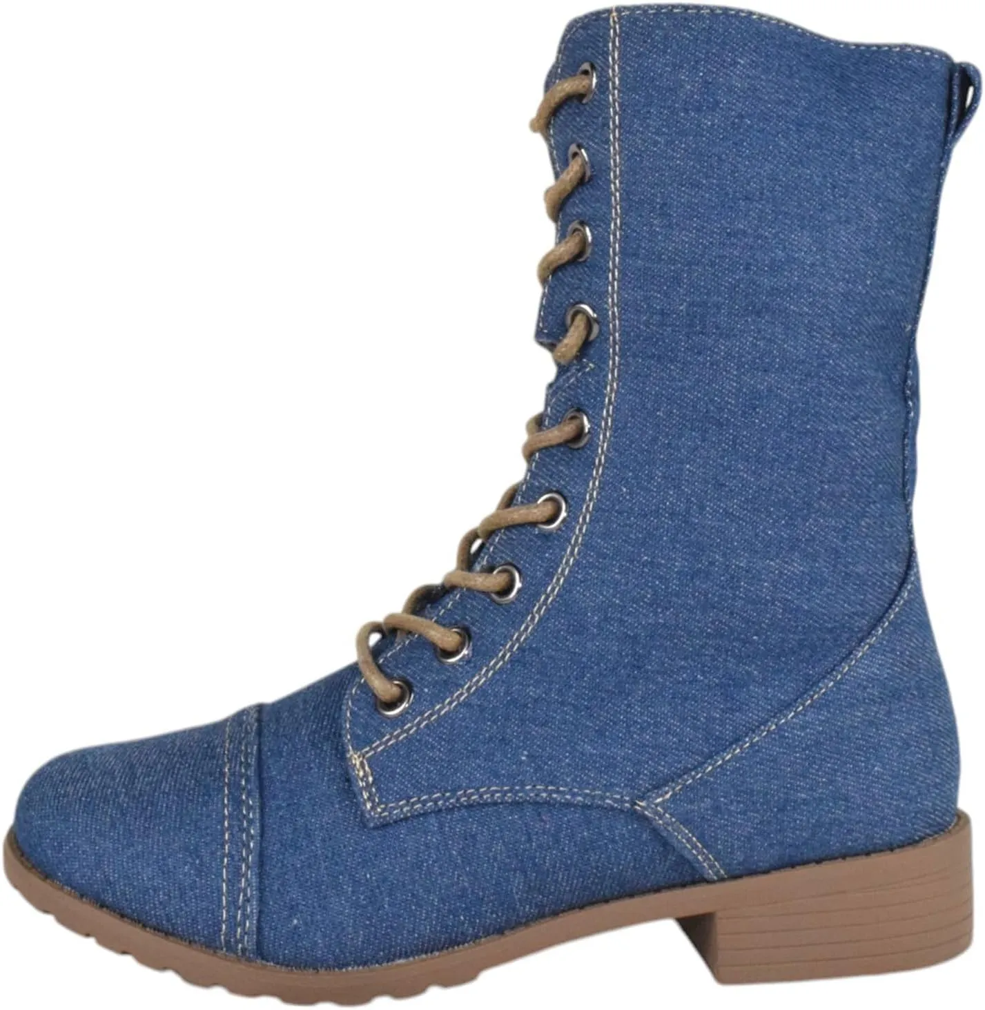 Forever Women Shoes Combat Army Style Boots Lace Up Side Zipper Booties