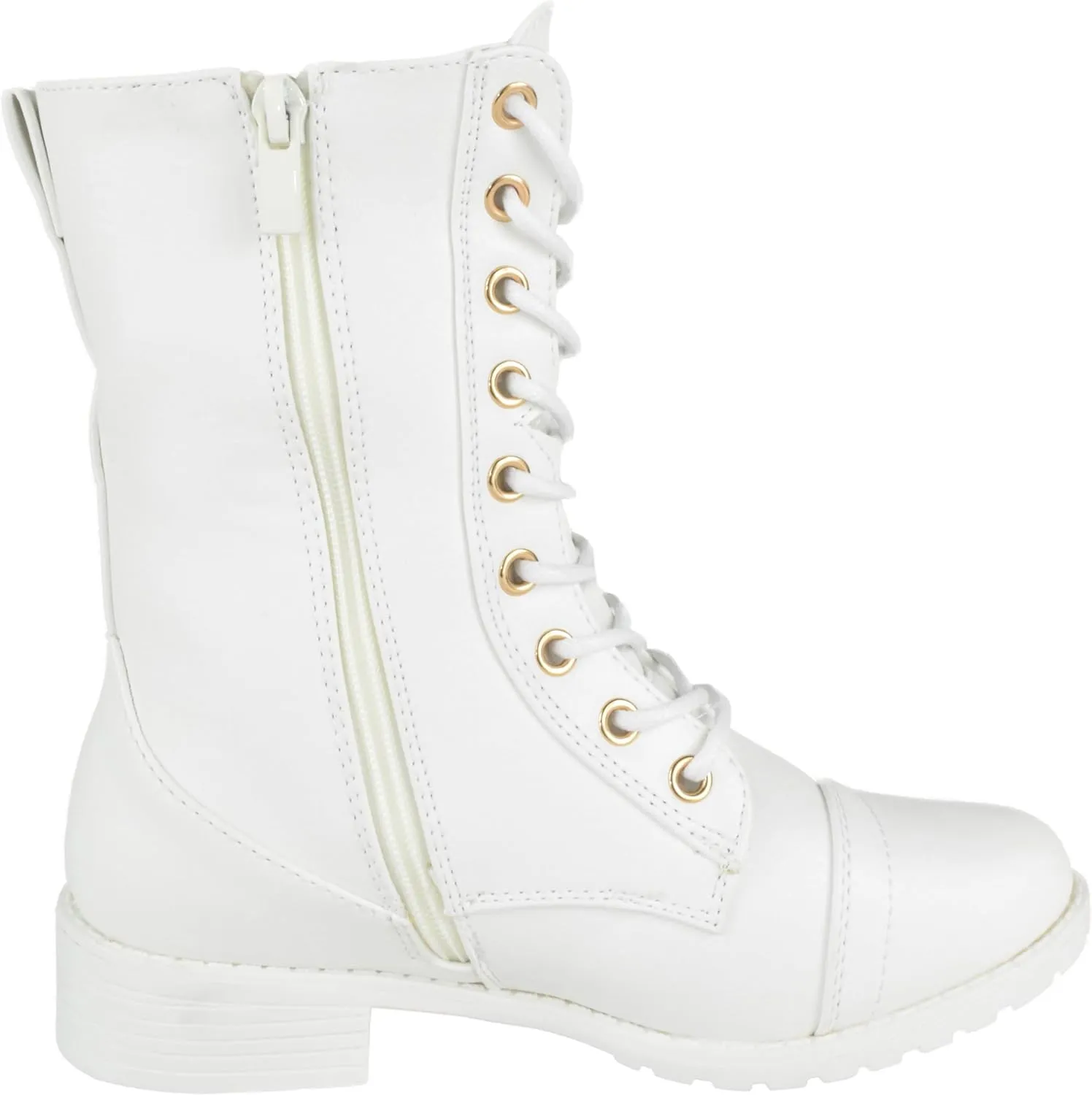Forever Women Shoes Combat Army Style Boots Lace Up Side Zipper Booties