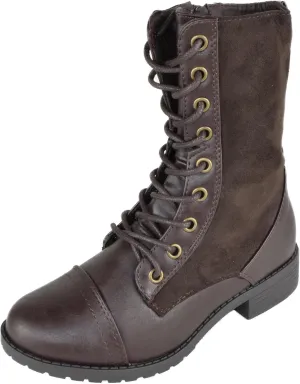 Forever Women Shoes Combat Army Style Boots Lace Up Side Zipper Booties