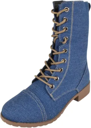 Forever Women Shoes Combat Army Style Boots Lace Up Side Zipper Booties