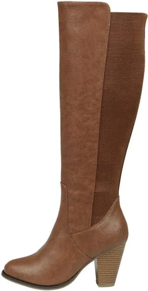 Forever Womens Almond Toe Chunky Heel Knee High Combat Riding Boots