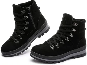 FRACORA Womens Combat Boots Lace Up Ankle Boots Winter Snow Boot Side Zipper Fashion Booties