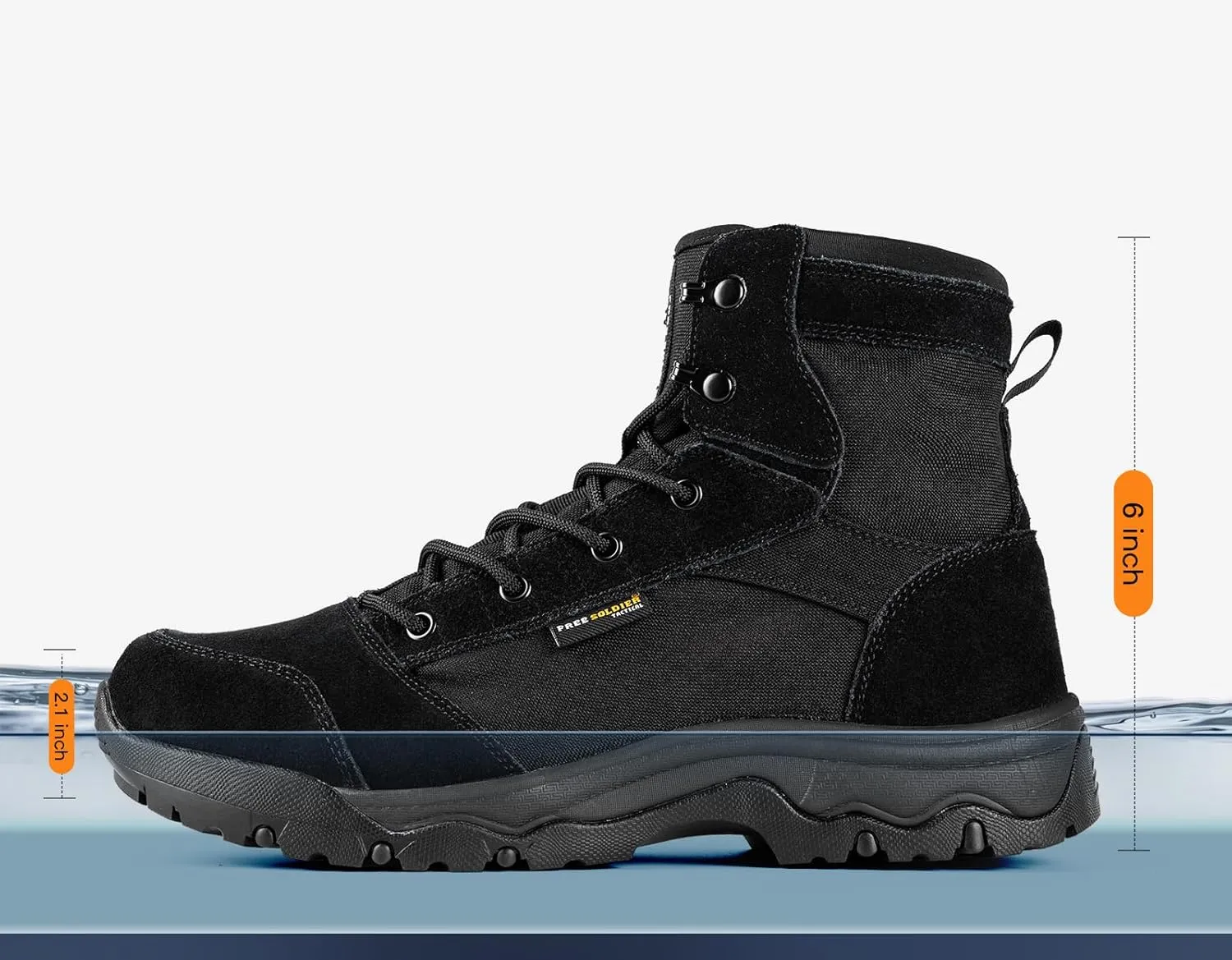 FREE SOLDIER Men's Tactical Hiking Boots Lightweight Comfortable Combat Work Boots 6 Inches
