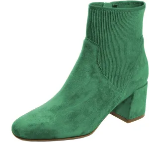 FSJ Women Classic Round Toe Mid Chunky Block Heel Chelsea Ankle Boots Fashion Winter Booties With Side Zipper Suede Formal Casual Dress Shoes Size 4-15 US