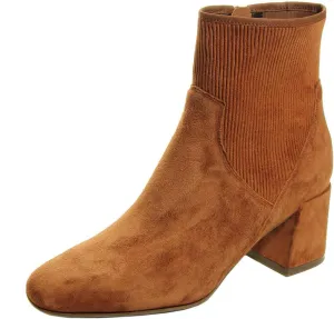 FSJ Women Classic Round Toe Mid Chunky Block Heel Chelsea Ankle Boots Fashion Winter Booties With Side Zipper Suede Formal Casual Dress Shoes Size 4-15 US